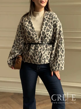 کت موهر پلنگی کمرچرم