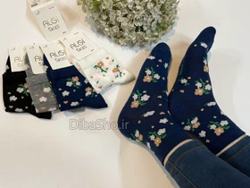 جوراب زنانه نیم ساق بوته گل
