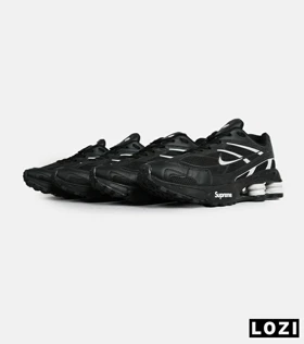 کفش کتانی مردانه مشکی سفید نایک NIKE x SUPREME shox ride 2