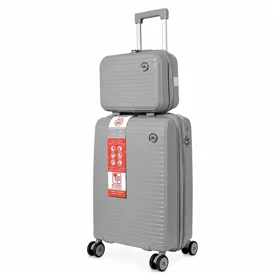 چمدان Monza مدل M-077-PP-SX سایز کوچک به همراه چمدان لوازم آرایشی (نقره ای)