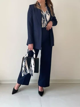 ست سه تکه کت و شلوار و شومیز سرمه‌ای دیواین (Devine) کد 5553