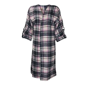 مانتو زنانه پاییزه بلند اسپرت چهارخونه پشمی