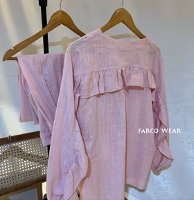 ست شومیز و شلوار لینن زنانه- استایل خنک و راحت کد 078