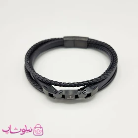 دستبند مردانه چرمی رولکس فول مشکی کیفیت مستر کد 1150