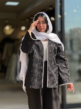 مانتو کتی ژاکارد مروارید دوزی شده کد 856