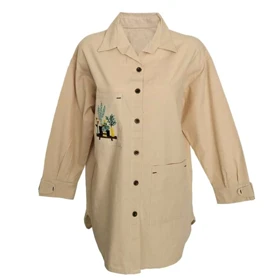 مانتو کتان زنانه طرح کاکتوس