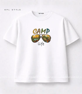 تیشرت باکسی یونیسکس طرح Camp Life کد 1308