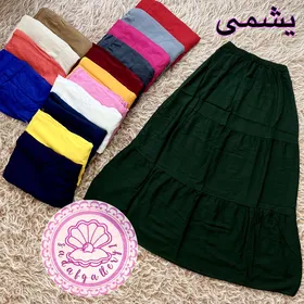 دامن نخی طبقه‌ای بلند در رنگبندی متنوع