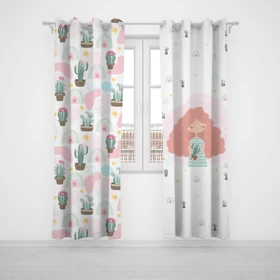 پرده پانچی اتاق کودک برند مینوریا کیدز طرح دخترانه کد p-319