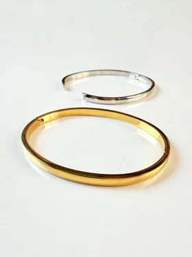 بنگل زنانه استیل آینه ای بیضی