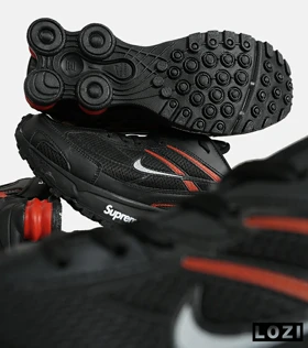 کفش کتانی مردانه مشکی قرمز نایک NIKE x SUPREME shox ride 2