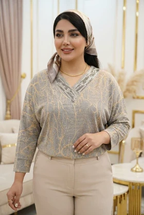 شومیز نگین‌دار کیمانو مدل ترنم کد 50278