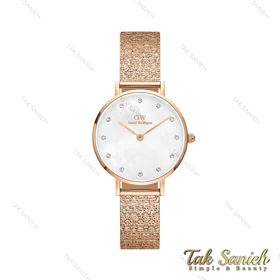 ساعت دنیل ولینگتون رزگلد زنانه صفحه صدف سفید نگین‌دار DW-4311-28-L