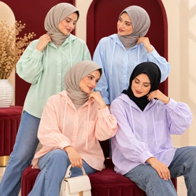 شومیز کلاهدار وارداتی آوینا کد 6063