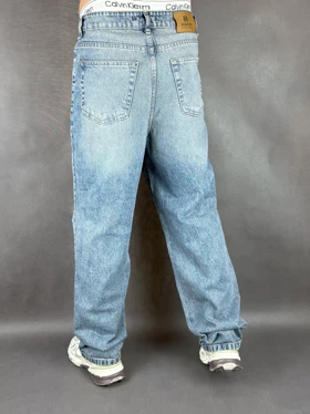 شلوار نیم بگ مردانه آبی کثیفشور زاپدار 124