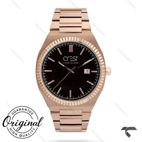 ساعت کرست کلاسیک مردانه 6242-5 رزگلد صفحه مشکی Crest-10849-G