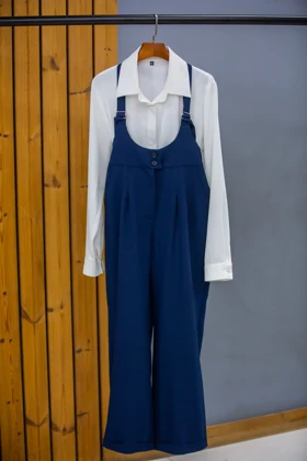 شلوار زنانه دو دکمه دو سگک (سرمه ای)