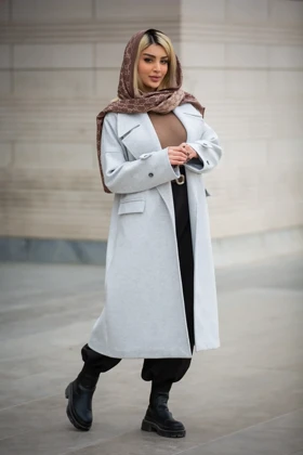 پالتو فوتر بلند آستین پاگون (طوسی)