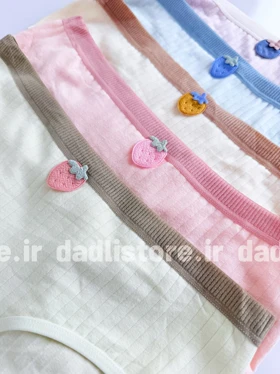 شورت اسلیپ نخ پنبه عروسکی رنگی طرح توت فرنگی