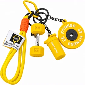 چارم بگ مدل Dumbbell Shaker Weight طرح وزنه، شیکر و دمبل (زرد)