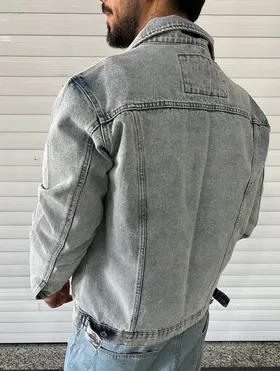 کت جین آبی BERSHKA زاپ‌دار