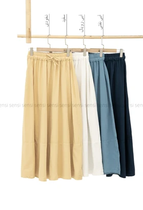 دامن لینن رنگی کمر کش کد1005317