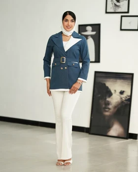 کت تکی زنانه کجراه مدل دو رنگ دیپلمات