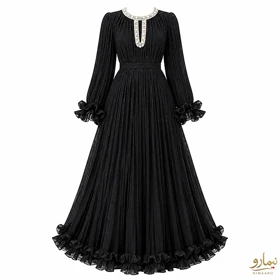 پیراهن پلیسه یقه مرواریدی
