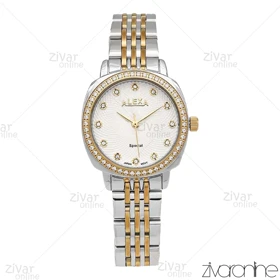 ساعت الکسا پریمیر زنانه طلایی نقره ای صفحه سفید دور نگین 105881