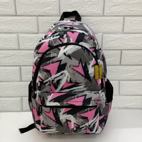 کیف مدرسه ای دخترانه مدل مثلث صورتی pink triangle با جامدادی