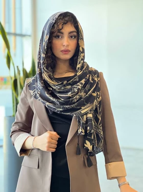 شال بهاره پامچال (کرم مشکی)