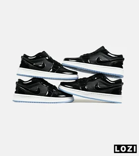 کفش کتانی مردانه و زنانه مشکی سفید ورنی NIKE jordan 1