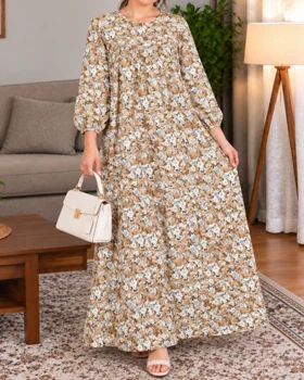 پیراهن زنانه آزاد نخ خارجی 7700 (قهوه ای)