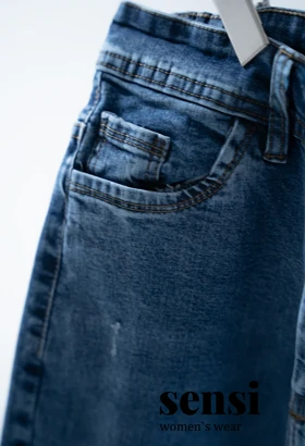 شلوار جین بوت کات ساده دمپا ریش کد1000496