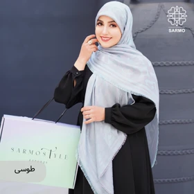 روسری نخ ابریشم گلنار (طوسی)