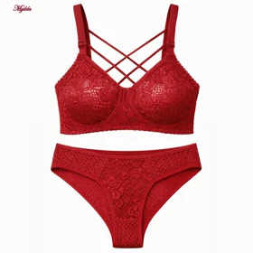 ست شورت و سوتین زنانه ماییلدا مدل گیپور هارنس دوبل فنردار کد 5664