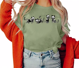 تیشرت زنانه نخ پنبه طرح گربه