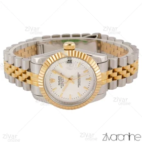 ساعت رولکس دیت جاست زنانه صفحه سیلور ایندکس خطی مدیوم 104834