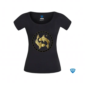 تیشرت ضدتعریق زنانه مشکی نماد متولدین اسفند ماه