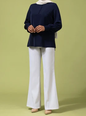 تونیک زنانه کرپ آستین بلند قواره آزاد کلاسیک مهرناز