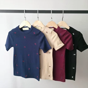 بلیز یقه گرد گلدوزی پاپیون