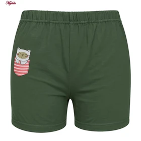 شلوارک راحتی زنانه مدل گربه رنگ سبز ماییلدا کد 5325