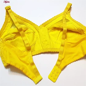 سوتین زنانه دانتل پروانه مدل بدون فنر زرد کد 5055
