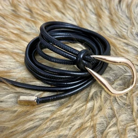 کمربند زنانه چرمی گرهی در رنگبندی متنوع (مشکی)