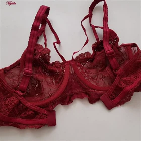 ست شورت و سوتین زنانه گیپور فانتزی نانسی زرشکی کد 4691-8585