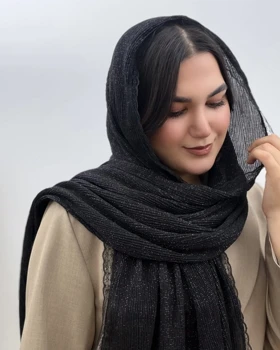 شال مشکی لمه دانتل دار