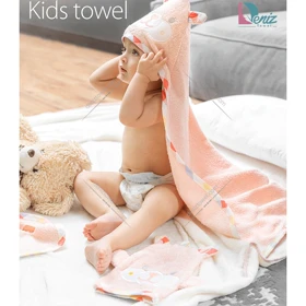 حوله نوزادی 3 تکه کارتونی رنگ گلبهی