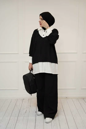 ست شومیز و شلوار مشکی سوفیا