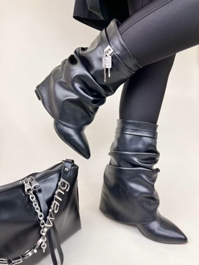نیم بوت پاشنه‌دار زنانه ژیوانشی چروک GIVENCHY کد 1333 دختر طهرونی