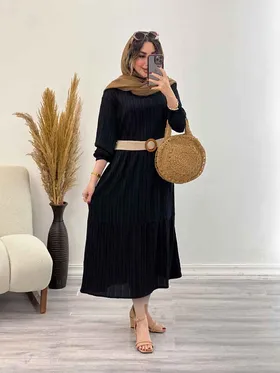 پیراهن بلند برش‌دار دو جیب